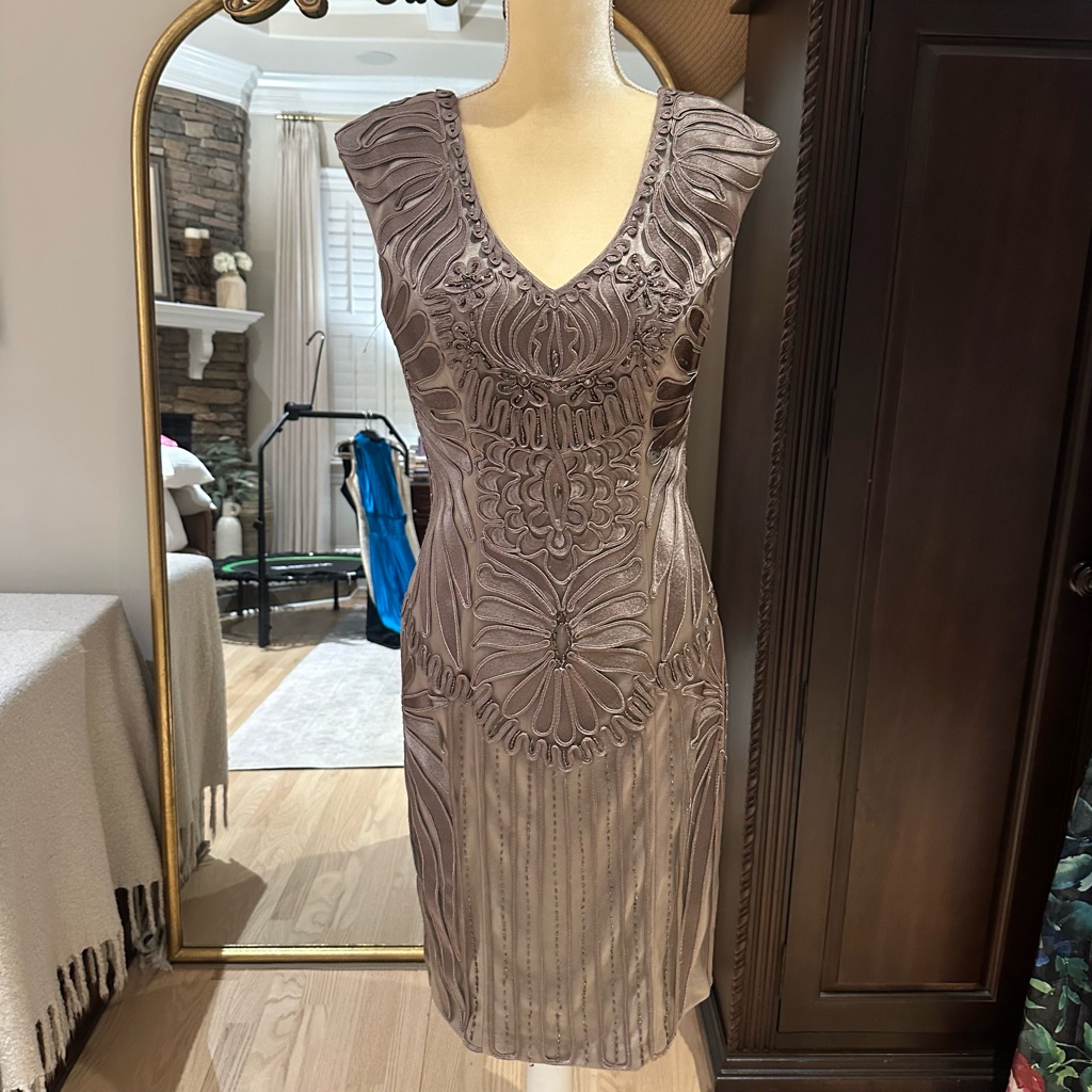 Sue Wong Elegant Embroidered Overlay Dress